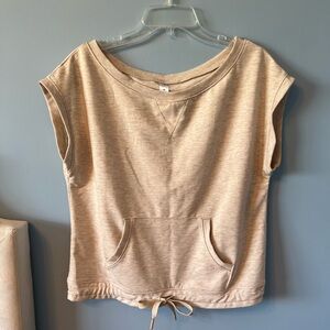 Ellie Cream Cap Sleeve Relaxed Hoodie